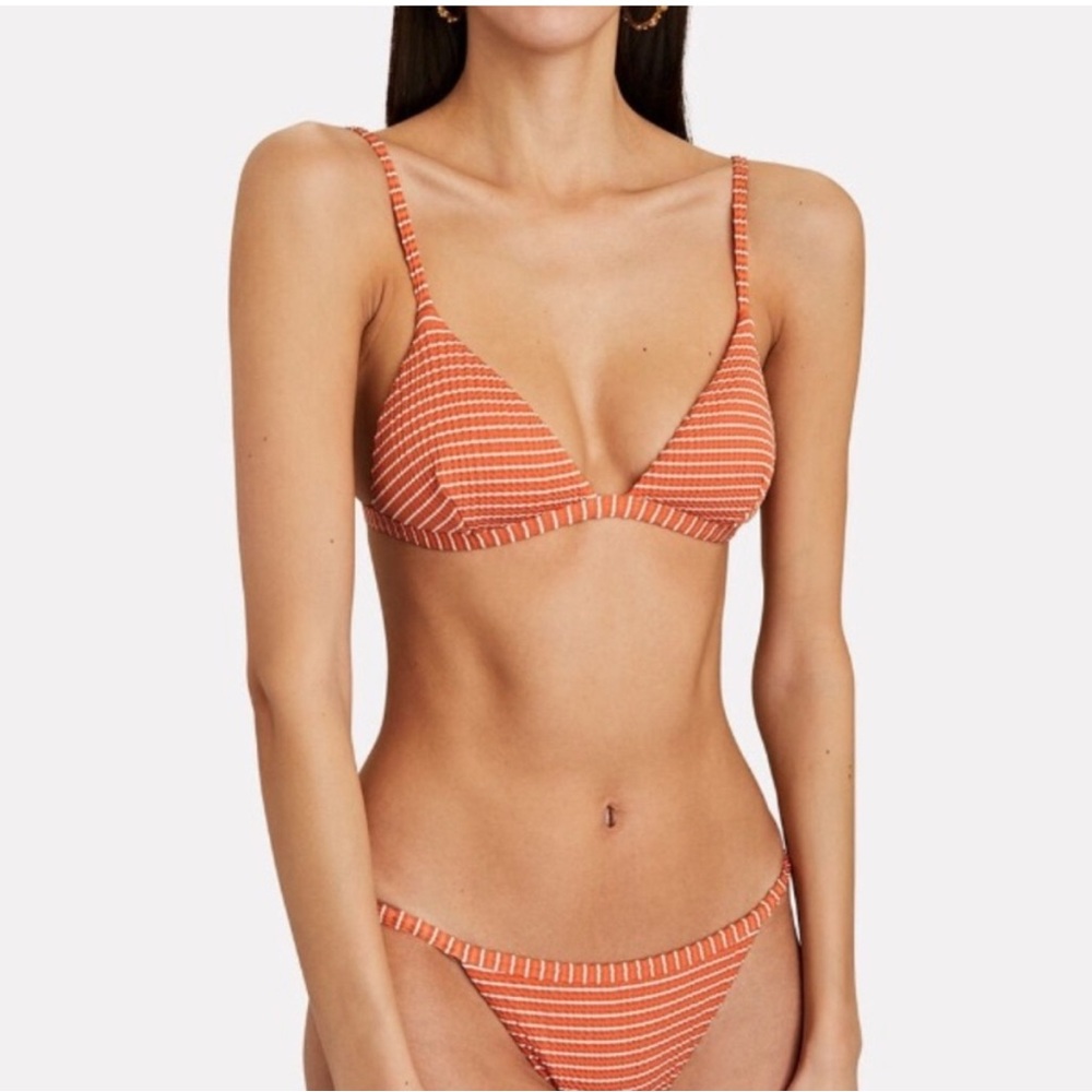 BNWT Jonathan Simkhai Rust Striped Bikini Top ONLY